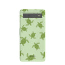 Coque Google Pixel 6a vert sauge à motif de petites tortues